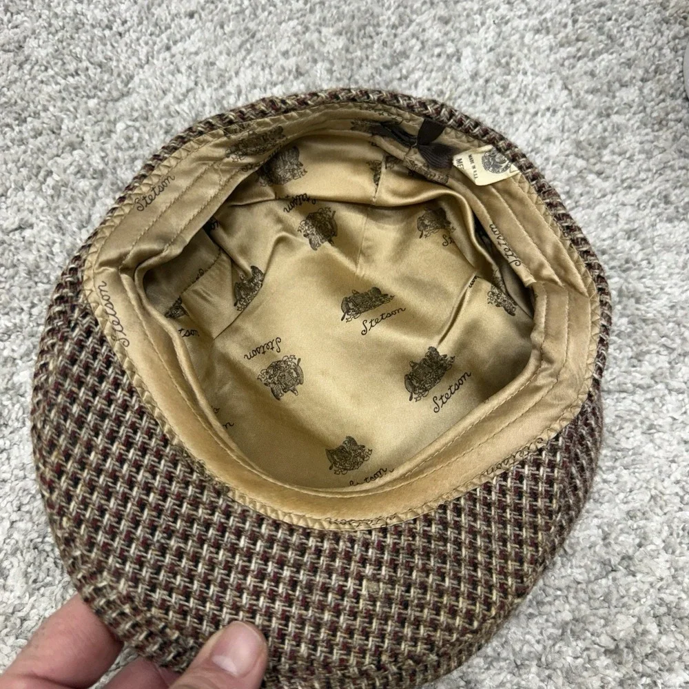 Vintage Stetson flat cap hat tweed Men's size Medium‎ USA (for restoration)